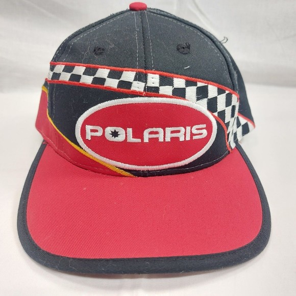 Vintage Polaris Red & Black XCR 120 Racing Adjustable Snapback Hat Cap - Picture 1 of 9